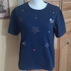 Studio Works PATRIOTIC Blue Top Size S